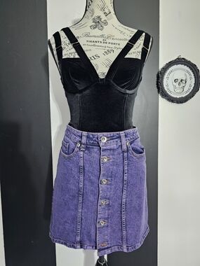 Hot Topic Purple Button-Front Mini Skirt